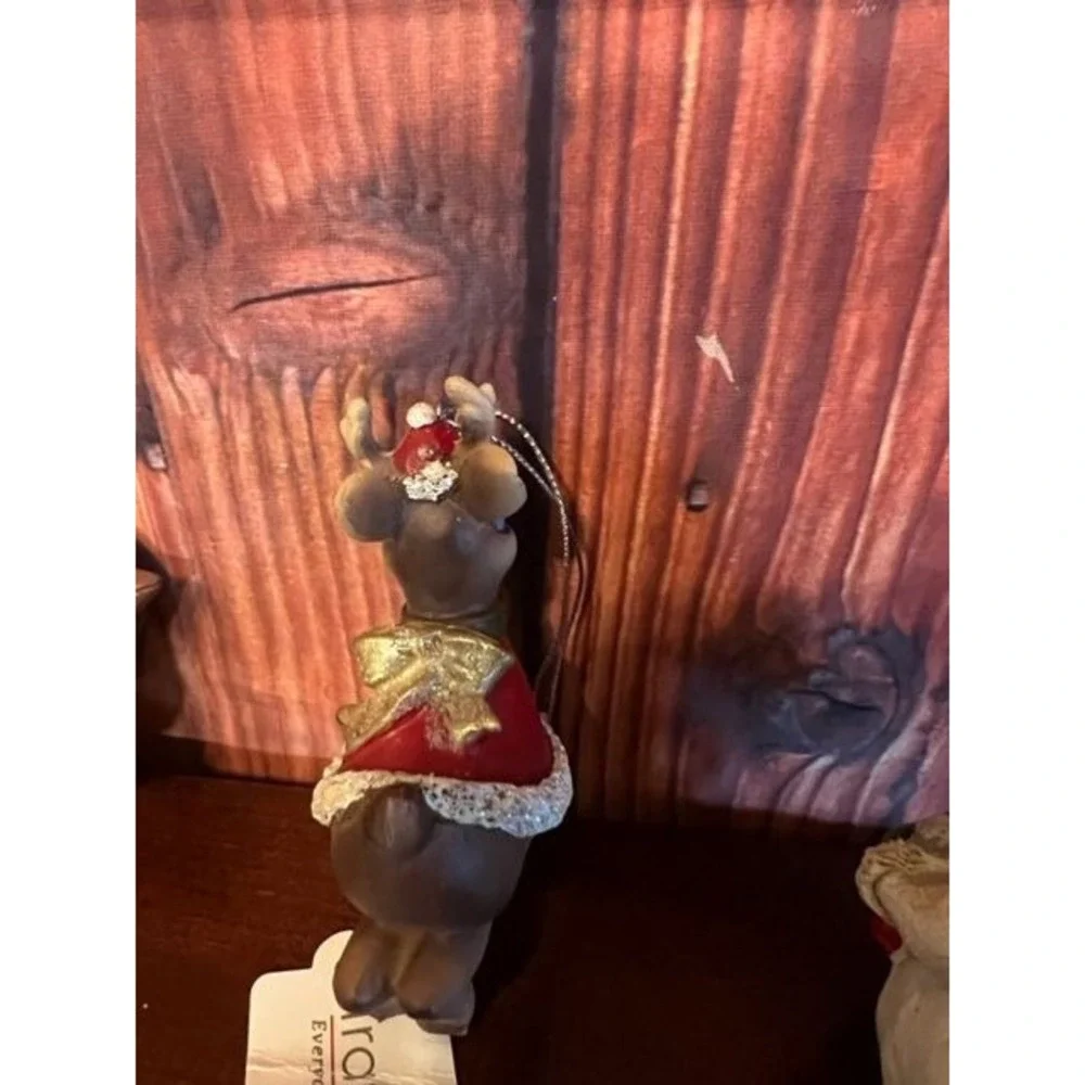 Set Of 3 Transpac Holiday Ornaments:‎ Reindeer Snowman & Cardinal